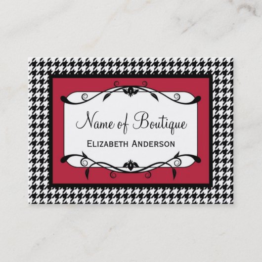 サンバレッド&ブラック千鳥格子の秋ファッション 名刺 (正面)