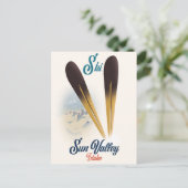 サンバレーアイダホヴィンテージスタイルスキーポスター ポストカード (スタンド正面)