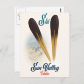 サンバレーアイダホヴィンテージスタイルスキーポスター ポストカード (正面/裏面)