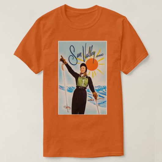 サンバレーアイダホヴィンテージトラベルスキー Tシャツ (デザイン正面)