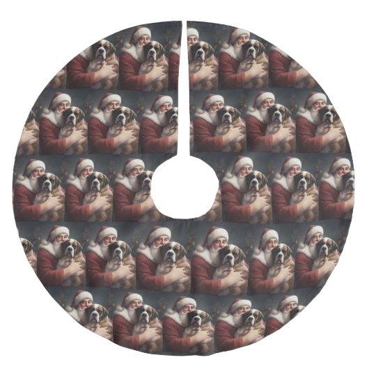 サンバーナルドウィズサンタクロースフェスティバルクリスマス ブラッシュドポリエステルツリースカート (正面)