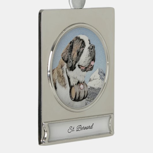 サンバーナード絵画ズ – かわいいオリジナルドッグアートSil シルバープレートバナーオーナメント (右)