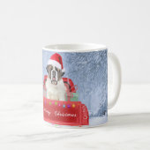 サンバーナード雪の中の犬クリスマストラックに座って コーヒーマグカップ (正面右)