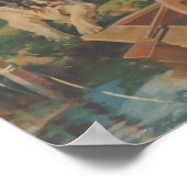 サンバーナード、ダックス、ボートに小さな女の子 ポスター (角)