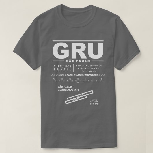 サンパウログアルホ国際的スエアポートGRU Tシャツ (デザイン正面)