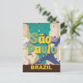 サンパウロブラジルヴィンテージ旅行ポスター ポストカード (スタンド正面)