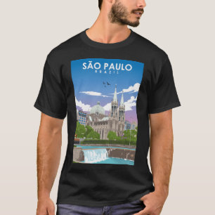 サンパウロ�ブラジルレトロミニマリスト旅行ポスター Tシャツ