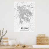 サンパウロ,ブラジル(黒いオンホワイト) ポスター (キッチン)