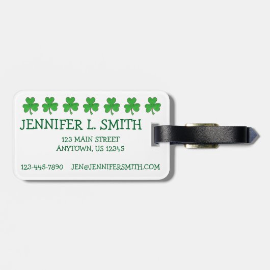 サンパディーズデイグリーンラッキーアイリッシュシャムロッククローバー ラゲッジタグ (裏面横)