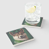 サンパトリックのデイドレスを着た秋田犬 ストーンコースター (横)