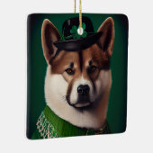 サンパトリックのデイドレスを着た秋田犬 セラミックオーナメント (右)