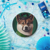 サンパトリックのデイドレスを着た秋田犬 ペーパープレート (パーティー)