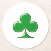 サンパトリックの日アイリッシュグリーンクローバーシャムロック ラウンドペーパーコースター (正面)