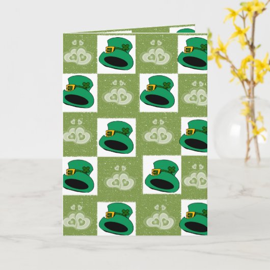 サンパトリックの日グリーティングカードハットハート カード (黄色い花)