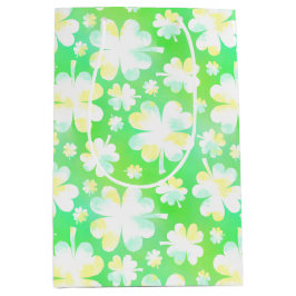 サンパトリックの日シャムロックスレトロウォーターカラー ミディアムペーパーバッグ