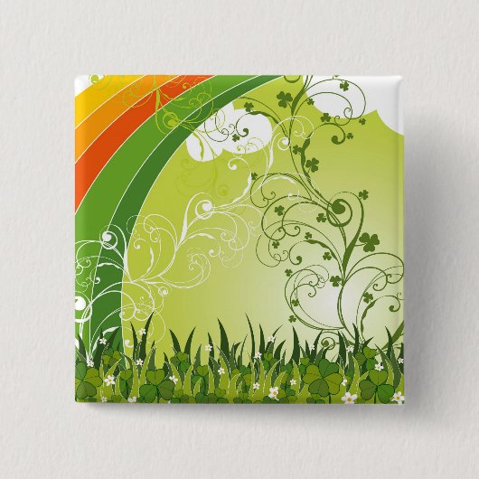 サンパトリックの日シャムロックラッキークローバーボタン 缶バッジ (正面)