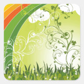 サンパトリックの日シャムロックラッキークローバー葉ズ スクエアシール (正面)