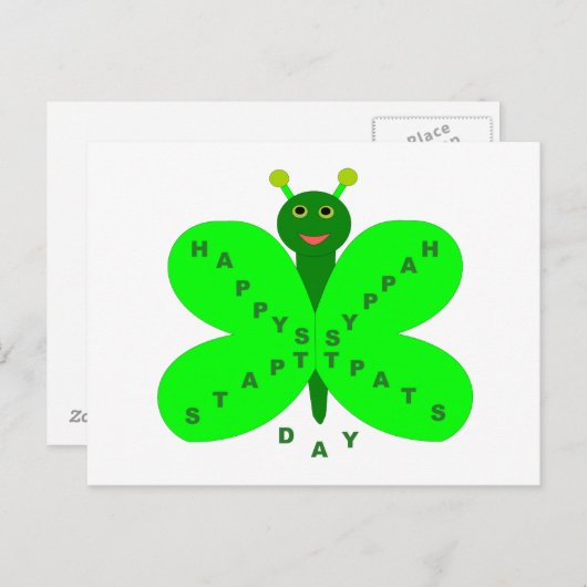 サンパトリックの日バタフライポストカード ポストカード (正面/裏面)