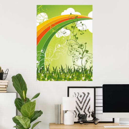 サンパトリックの日ラッキークローバーシャムロックアイルランド ポスター (ホームオフィス)