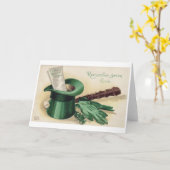 サンパトリックの日，シャムロック，ヴィンテージ カード (黄色い花)