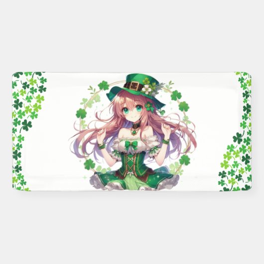 サンパトリック・デイ・クローバー・アニメ・ガール 横断幕 (横)