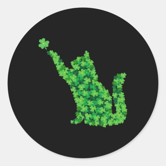 サンパトリック・デイ・シャムロック・キャット・ラッキーSt patricksD ラウンドシール (正面)