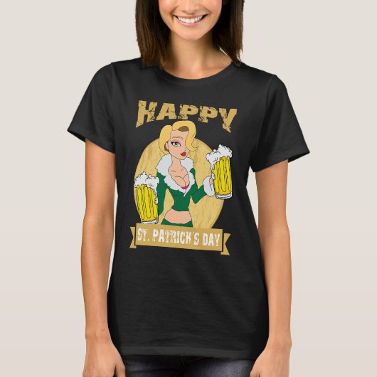 サンパトリックHappy St Patrick's Dayシャムロックビール Tシャツ (正面)