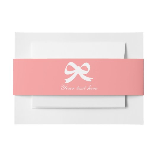 サンパーソナライズされたゴピンクの弓の包帯 招待状ベリーバンド (正面例)