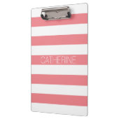 サンパーソナライズされたゴピンク&ホワイはっきりしたトストライプモダン クリップボード (左)