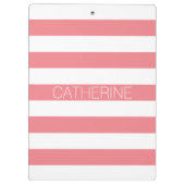 サンパーソナライズされたゴピンク&ホワイはっきりしたトストライプモダン クリップボード (裏面)