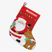 サンパーソナライズされたタとトナカイ ラージクリスマスストッキング (正面 (吊り時))