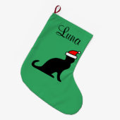サンパーソナライズされたタハットの愛玩動物を飼うかわいい猫 ラージクリスマスストッキング (正面 (吊り時))