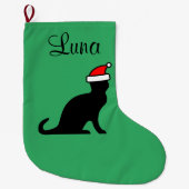 サンパーソナライズされたタハットの愛玩動物を飼うかわいい猫 ラージクリスマスストッキング (正面)