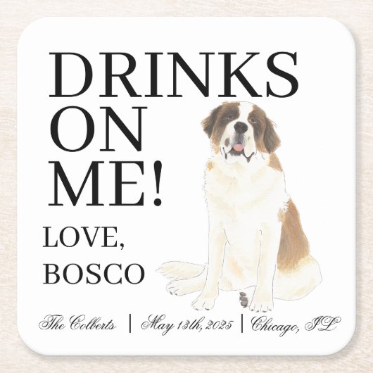 サンパーソナライズされたベルナール結婚ズ スクエアペーパーコースター (正面)