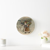 サンビクトリアンタクロースのクリスマスツリーのアートワーク ラウンド壁時計 (ホーム)