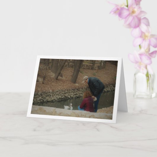 サンビセンテ公園でカモに餌をやるカップル カード (蘭)