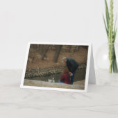 サンビセンテ公園でカモに餌をやるカップル カード (正面)