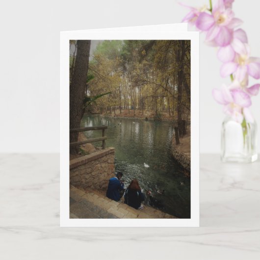 サンビセンテ公園でカモに餌をやるカップル カード (蘭)