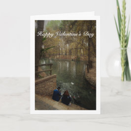 サンビセンテ公園で鴨に餌を与えるカップル カード