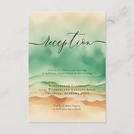 サンビーチ海グリーンウェディングレセプション詳細 エンクロージャーカード (正面)