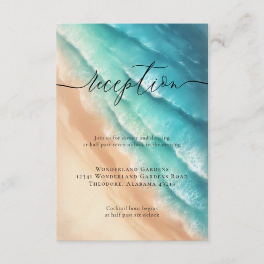 サンビーチ海ブルーウェディングレセプション詳細 エンクロージャーカード (正面)