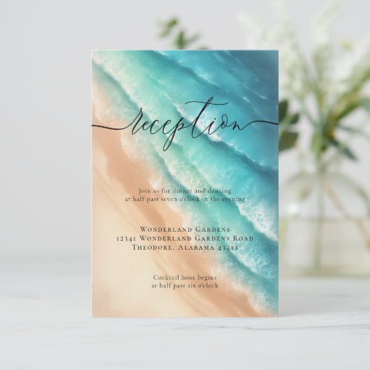 サンビーチ海ブルーウェディングレセプション詳細 エンクロージャーカード (スタンド正面)