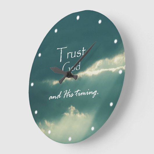 サンビームで神のタイミング引用文を信頼する ラージ壁時計 (傾斜)