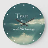 サンビームで神のタイミング引用文を信頼する ラージ壁時計 (正面)