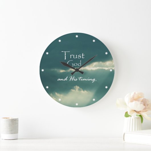 サンビームで神のタイミング引用文を信頼する ラージ壁時計 (ホーム)