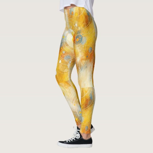 "サンビームブリス – 生き生きとしたイエロー抽象芸術 レギンス (左)