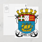 サンピエールとミクロン（フランス）コート・オブ・アームズ ポストカード (正面/裏面)