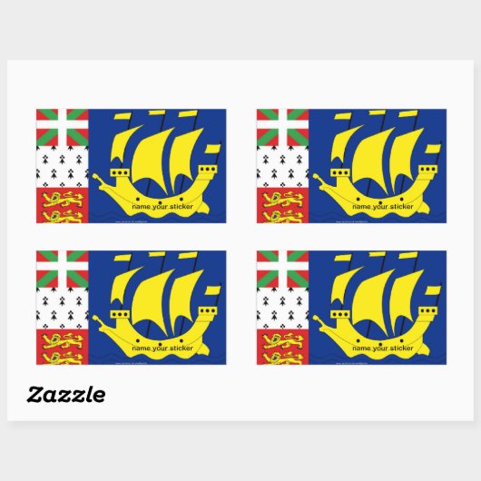 サンピエールミクロン国旗のシール 長方形シール (シート)