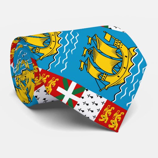 サンピエール島・ミクロン島の旗 ネクタイ (ロール)