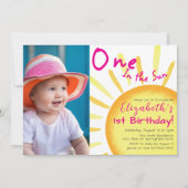 サンピンクとオレンジの最初の誕生日の1つ 招待状 (正面)